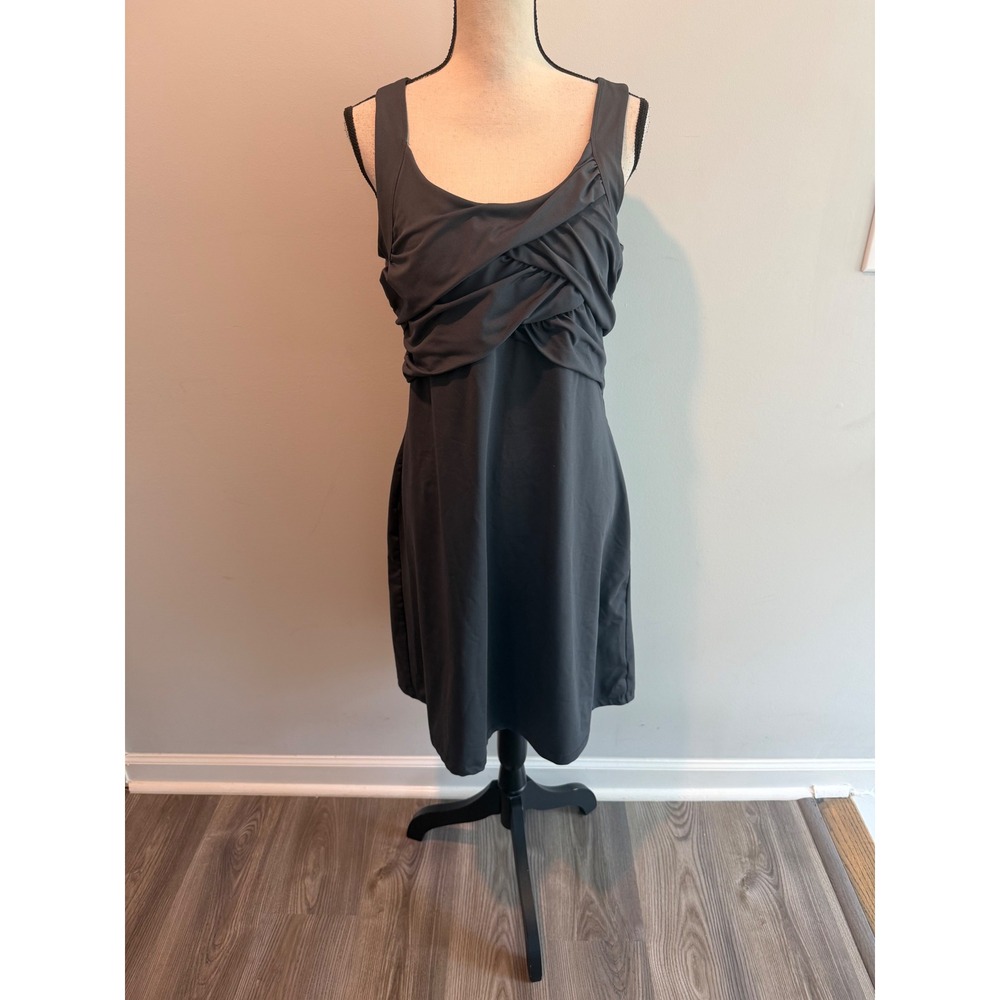 Athleta Draped Tunic Dress In Asphalt Gray Built in Bra Women's size XL